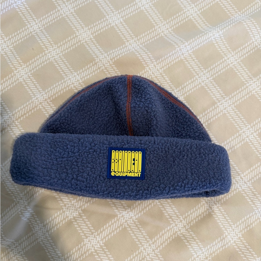 We Are BRAINDEAD Blue Fleece Hat with Yellow Logo